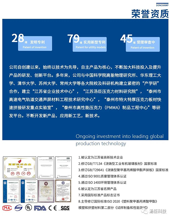 汤臣亚克力新材料用专利诠释创新