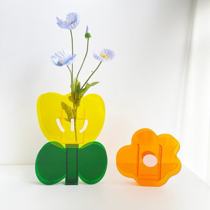 Flower Acrylic Vase - Orange _ With Stem.jpg